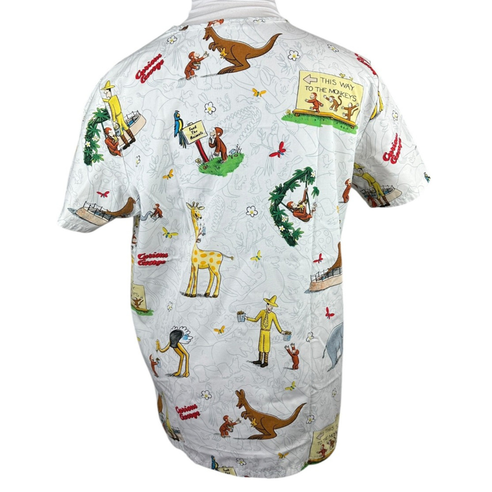 ✨2/$20 Curious George Adventures Cartoon Nurse CNA V-Neck Scrub Top Large - Picture 10 of 13